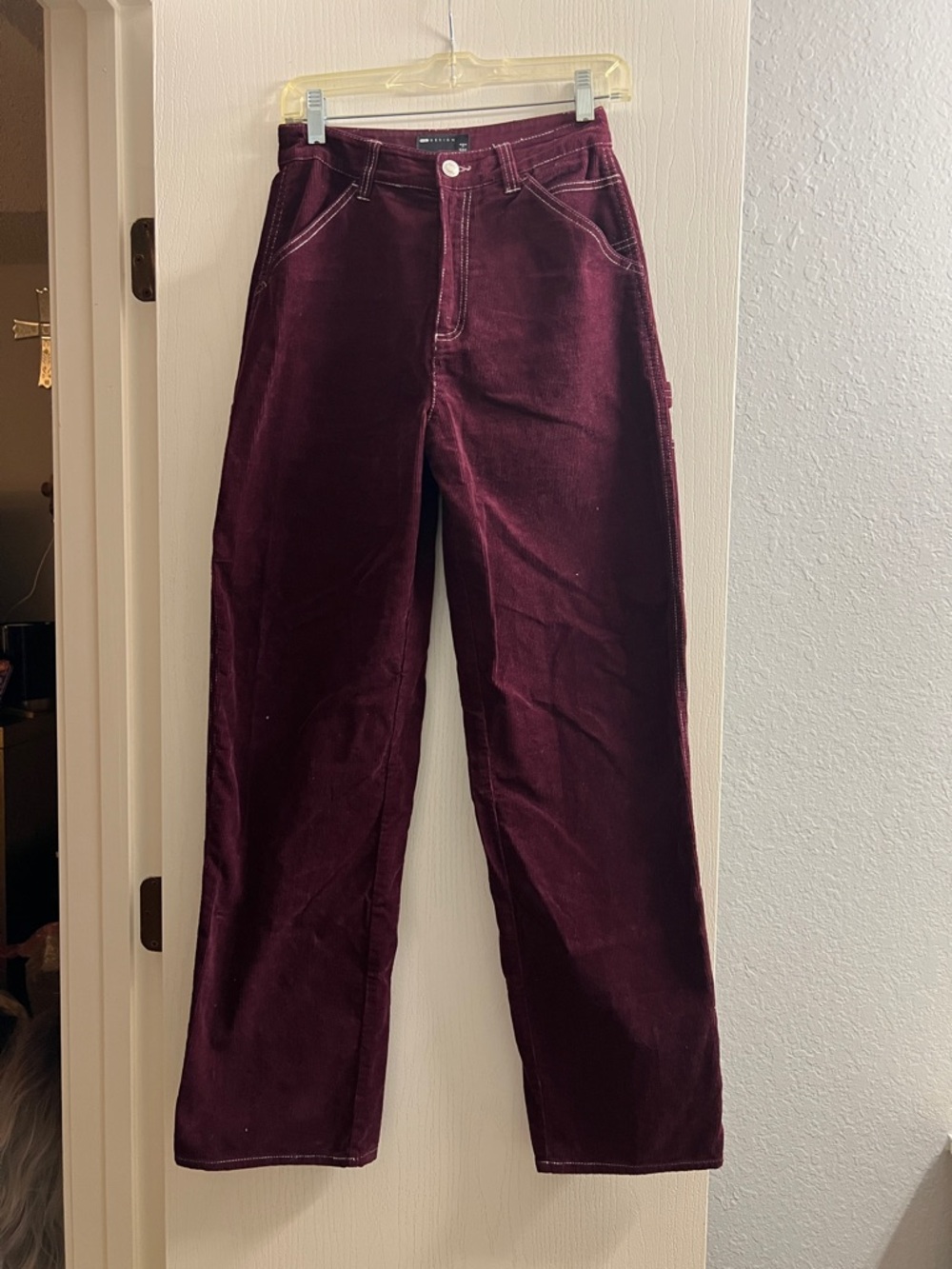 ASOS Straight-Leg Corduroy Jeans in Burgundy Wine